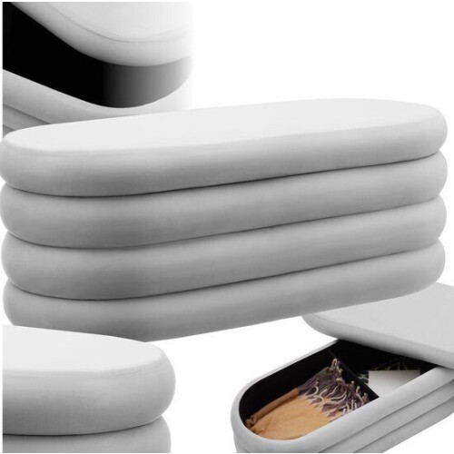 tectake® Altu - gestoffeerde bank met opbergruimte - fluwelen bekleding - grijs Tweedehands