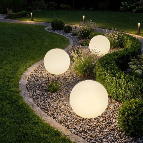 tectake® Luminous Globe - LED Buitenlamp - Ø30 cm - 16 RGB-kleuren en 5 lichtmodi - Weerbestendig