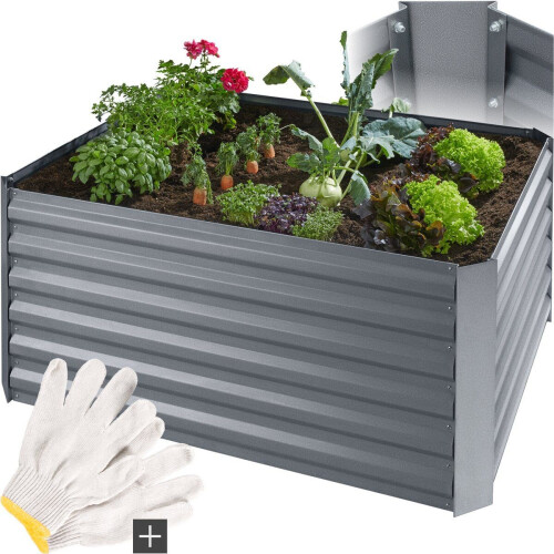 tectake® Verhoogde Plantenbak - Weerbestendig Staal - 120 x 90 x 57 cm - Grijs Tweedehands
