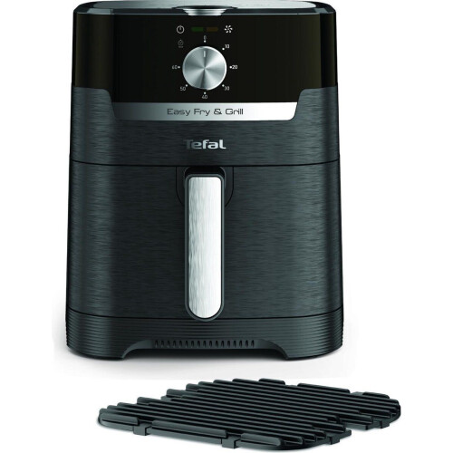 Tefal Easy Fry & Grill EY5018 - 2-in-1 Airfryer & Grill 4.2L - 1550W - Gegoten Aluminium Grillrooster - 70% Energiebesparing - Voor 4 Personen