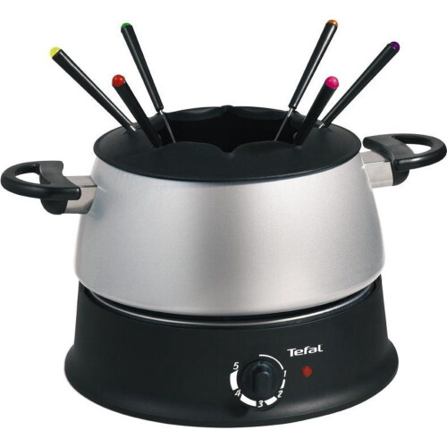 Tefal Indigo EF300010 - Elektrische Fonduepan - 6 Fonduevorkjes - Zwart Zilver Tweedehands