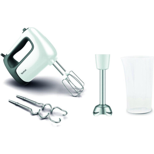 Tefal Prep'Mix+ HT4621 - Handmixer - 500W 5 snelheden RVS gardes en deeghaken - Wit Zwart Tweedehands
