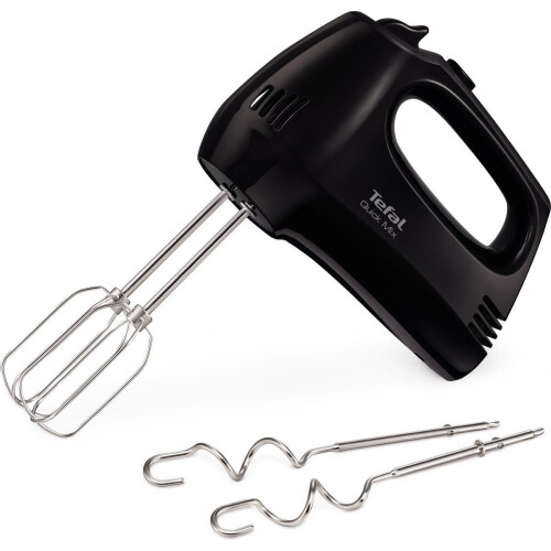 Tefal Quick Mix - Handmixer - 300W 5 snelheden RVS gardes en deeghaken - Zwart