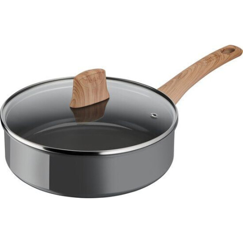 Tefal Renew Hapjespan -Ø 24 cm - Keramische antiaanbaklaag - PFAS-vrij - Grijs Houteffect