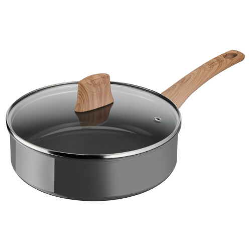 Tefal Renew Hapjespan -Ø 24 cm - Keramische antiaanbaklaag - PFAS-vrij - Grijs Houteffect