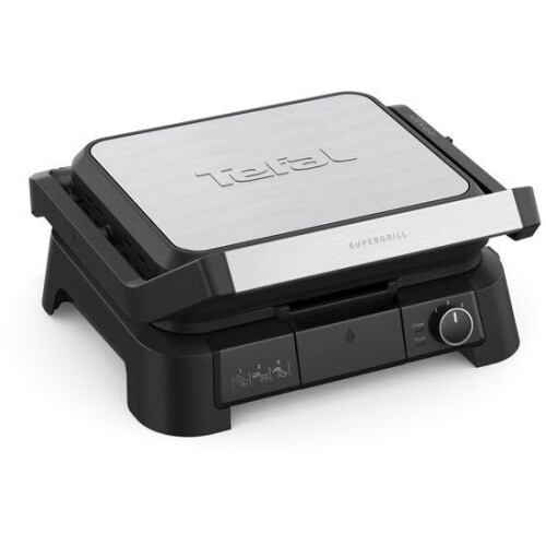Tefal SuperGrill 3-in-1 GC510D Contactgrill - Barbecuestand - 3 Verstelbare Hoogtes - Uitneembare anti-aanbakplaten - Regelbare temperatuur- Vet Tweedehands