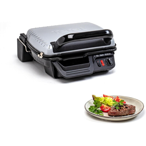Tefal Ultra Compact 600 Comfort GC3060 - Contactgrill - Groot grilloppervlak - Anti-aanbaklaag - 2000W - RVS - 2 kookposities grill en barbecue Tweedehands