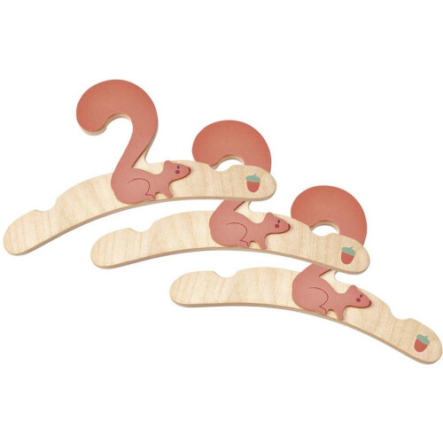 Tender Toys Eekhoorn - Kledinghangers Hout 26,8 cm - Set van 3 (3 stuks)