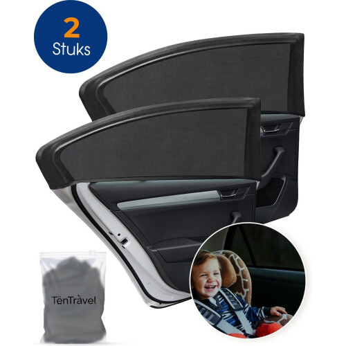 TenTravel Zonneschermen Auto - Zonwering UV Bescherming - Extra Donker - Zwart (2 stuks)