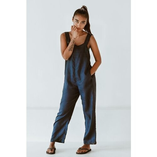 The Driftwood Tales dames vegan Jumpsuit Gerecycled Katoen Navy Blauw Tweedehands