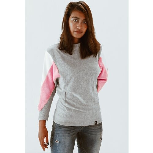 The Driftwood Tales dames vegan Sweatshirt Amy Grijs Roze Wit Tweedehands