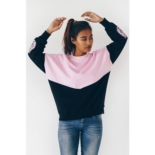 The Driftwood Tales dames vegan Sweatshirt Los Zwart Roze Tweedehands