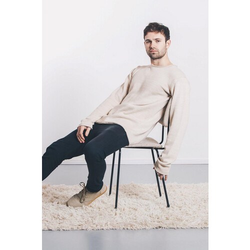 The Driftwood Tales mannen vegan Knit Trui - Beige Melange Tweedehands