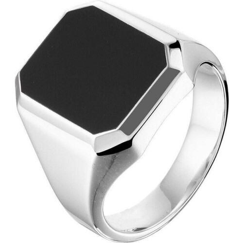 The Jewelry Collection - Zegelring Onyx - Zilver - Maat 18.00 Tweedehands