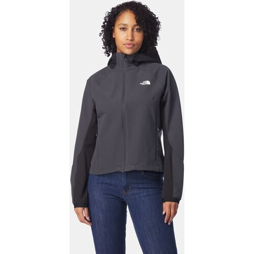 The North Face Athletic Outdoor Hoodie Softshell Jas Dames Donkergrijs/Zwart Tweedehands