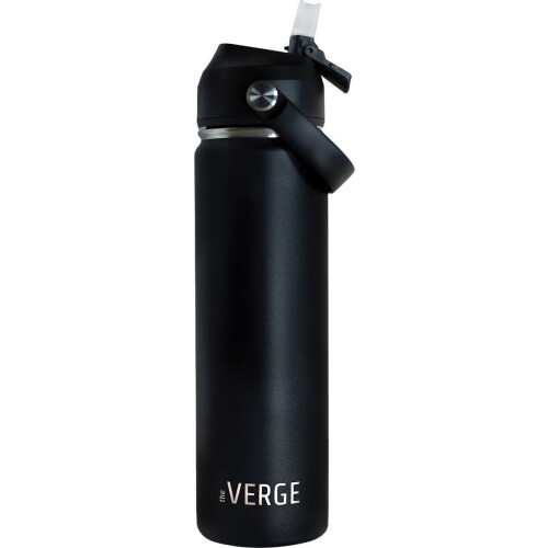 The Verge® - Luxe RVS Thermosfles / Drinkfles – BPA en Lekvrij – 650 ML - Waterfles met Rietje – Dubbelwandige isolatie - Thermosbeker - Met 2 Doppen - Volwassenen en Kinderen - Zwart Tweedehands