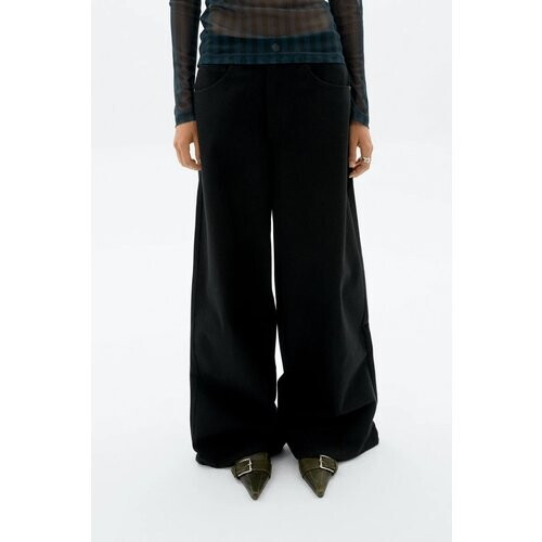 Thinking MU dames vegan Broek Wide Leg Hedda Zwart Tweedehands