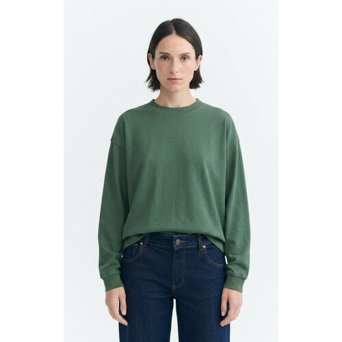 Thinking MU dames vegan Oversized T-Shirt Freire Donkergroen Tweedehands