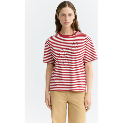 Thinking MU dames vegan Shirt Lucia Tijgers En Leeuwen Rood Gestreept Tweedehands