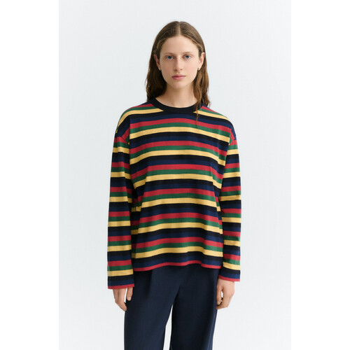Thinking MU dames vegan T-Shirt Emily R Lange Mouwen Veelkleurige Strepen Tweedehands