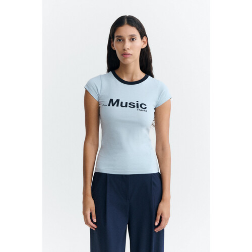 Thinking MU dames vegan T-Shirt Mirna Dear Music Lichtblauw Tweedehands
