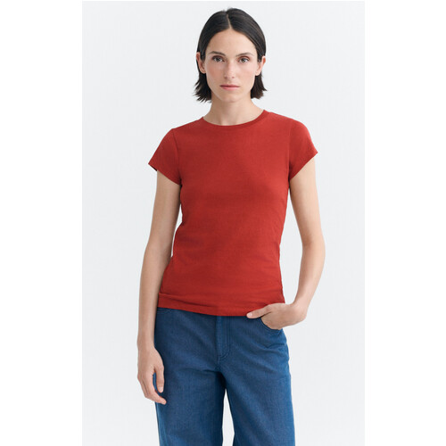 Thinking MU dames vegan T-Shirt Mirna Slim Fit Rood Tweedehands