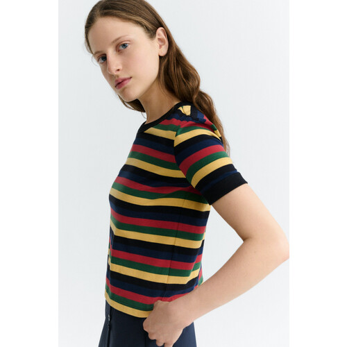 Thinking MU dames vegan T-Shirt Zowie R Veelkleurige Strepen Tweedehands