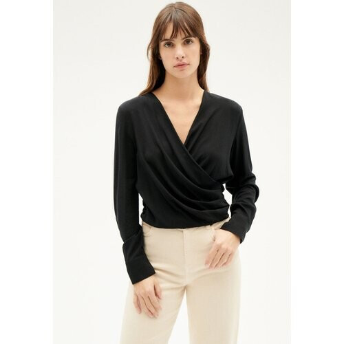 Thinking MU dames vegan Zwarte Blouse Van Dione Tweedehands