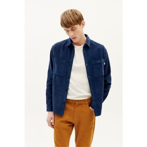 Thinking MU mannen vegan Berry Blauw Corduroy Overshirt Tweedehands