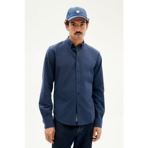 Thinking MU mannen vegan Overhemd Ant Blauw Tweedehands