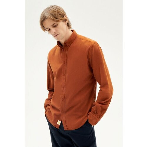 Thinking MU mannen vegan Overhemd Microcorduroy Rood Tweedehands