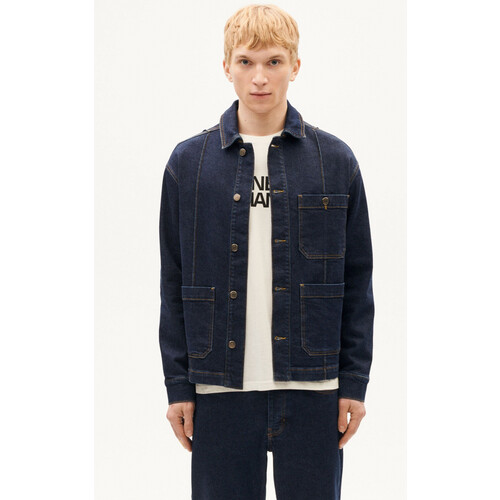 Thinking MU mannen vegan Spijkerjas Gus Donkerblauw Tweedehands
