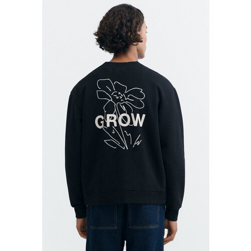 Thinking MU mannen vegan Sweatshirt Grow Leon Geborduurd Zwart Tweedehands