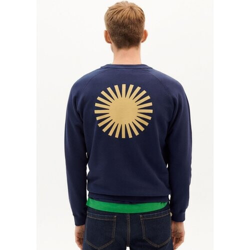 Thinking MU mannen vegan Sweatshirt Marine Geel Zon Tweedehands