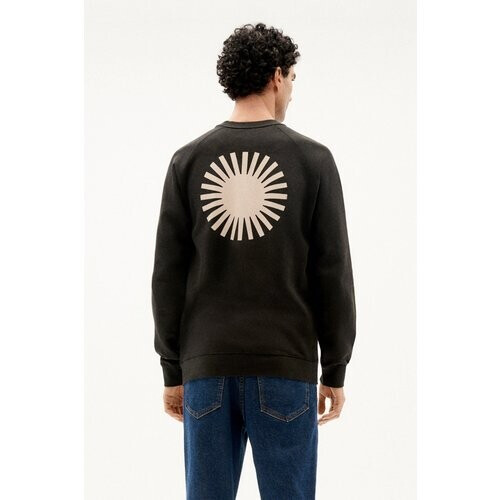 Thinking MU mannen vegan Sweatshirt Sun Zwart Ecru Tweedehands