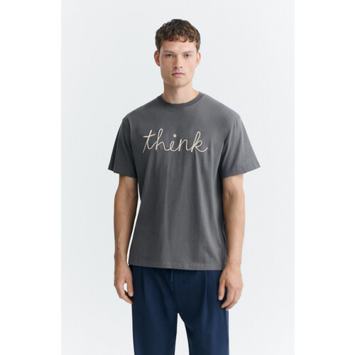 Thinking MU mannen vegan T-Shirt Think Aaron Grijs Tweedehands