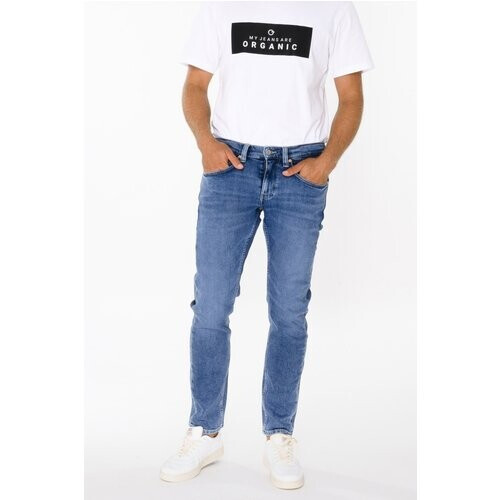 ThokkThokk mannen vegan Jeans Taps Toelopend Blauw Tweedehands