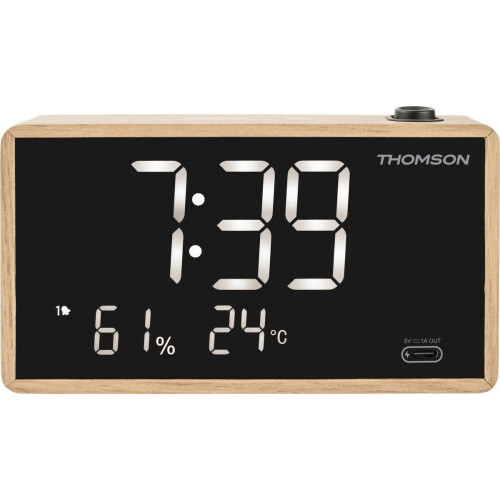 Thomson Cosy CP202T - Wekkerradio met Projectie - FM-radio - HOUT EN ZWART Tweedehands
