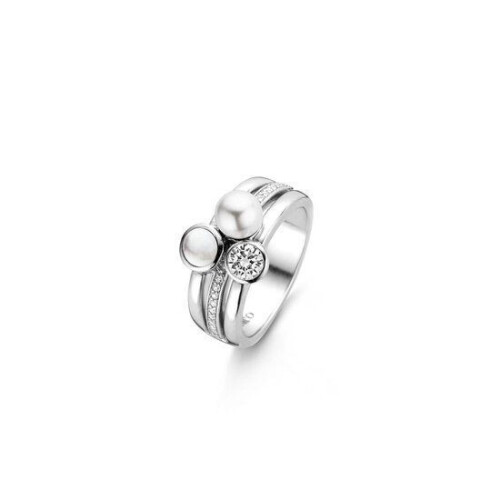 TI SENTO - Milano Ring 12137PW - Zilver - Wit parel - Maat 16.00