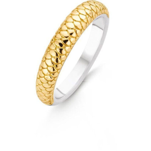 TI SENTO - Milano Ring 12164SY - Goldplated zilveren ring met slangenpatroon - Maat 17.25 Tweedehands