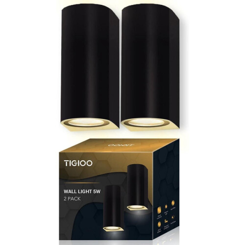 Tigioo Wandlamp - LED Buitenverlichting - Weerbestendig - Zwart (2 stuks) Tweedehands