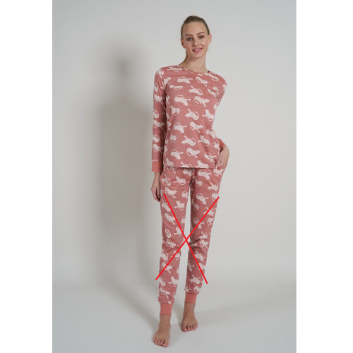 Tom Tailor - Dames Pyjamaset - Lange mouwen - Roodbruin