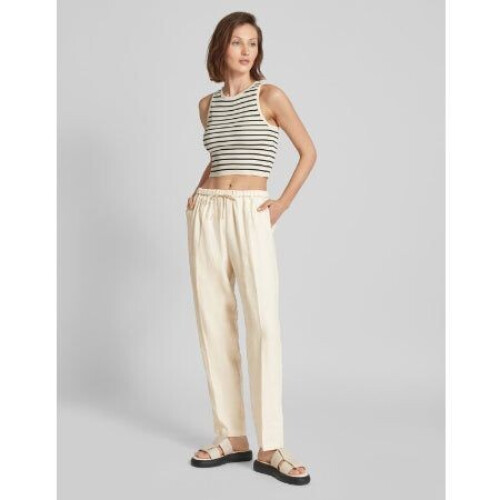 Tommy Hilfiger - Dames Casual Linnen Broek - Pull-on - Licht Beige Tweedehands