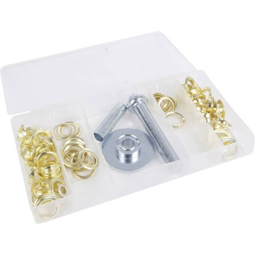 Toolland - Assortiment zeilringen - 130-delig verschillende maten - Grijs (130 stuks)