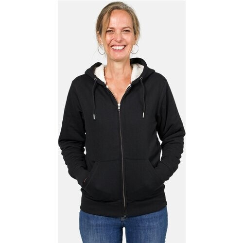 TORLAND dames vegan Hoodie Winter Hygger Sherpa Zwart Tweedehands