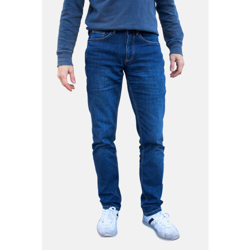 TORLAND mannen vegan Jeans Regular Fit Lars 7 Zakken Mid Indigo Blauw Tweedehands