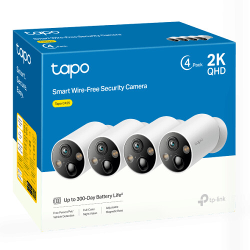 TP-Link Tapo C425 - Draadloze beveiligingscamera - 2K QHD 4MP met nachtzicht (4-pack)