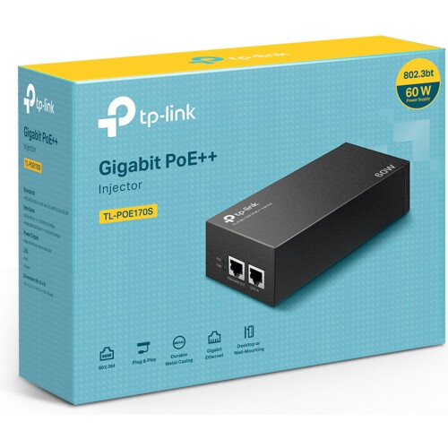 TP-Link TL-POE170S - PoE adapter - Gigabit Ethernet 60W - Zwart Tweedehands