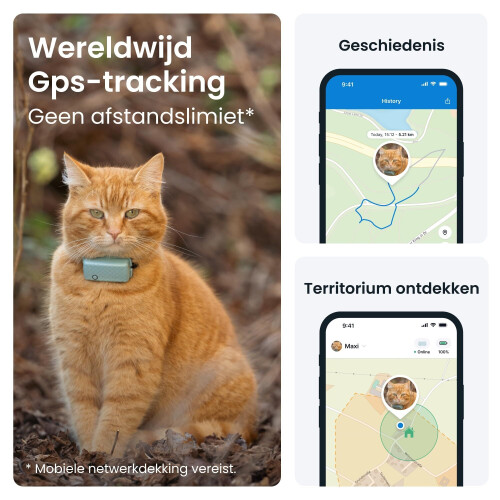 Tractive CAT Mini - GPS-tracker voor katten - Gezondheidsmonitoring - Munt Tweedehands