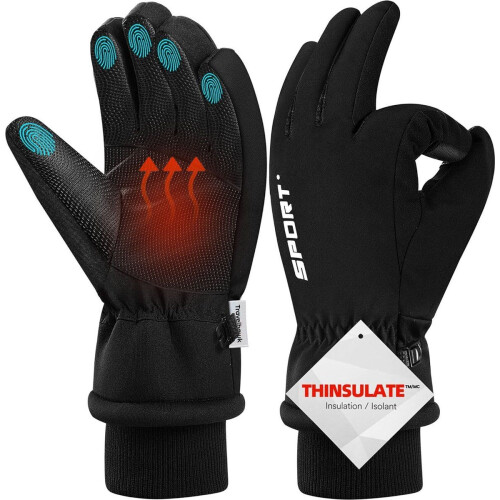Travelhawk Touchscreen Handschoenen - Extra Warm - Spatwaterdichte Handschoenen Heren - Handschoenen Dames - Handschoenen Winter - Scooter/Fiets - Zwart - L/XL